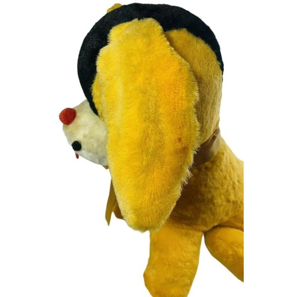 22" Carnival Plush Large Classic Orange White Hard Cuddly Dog & Bow Rare Vintage - Picture 6 of 12